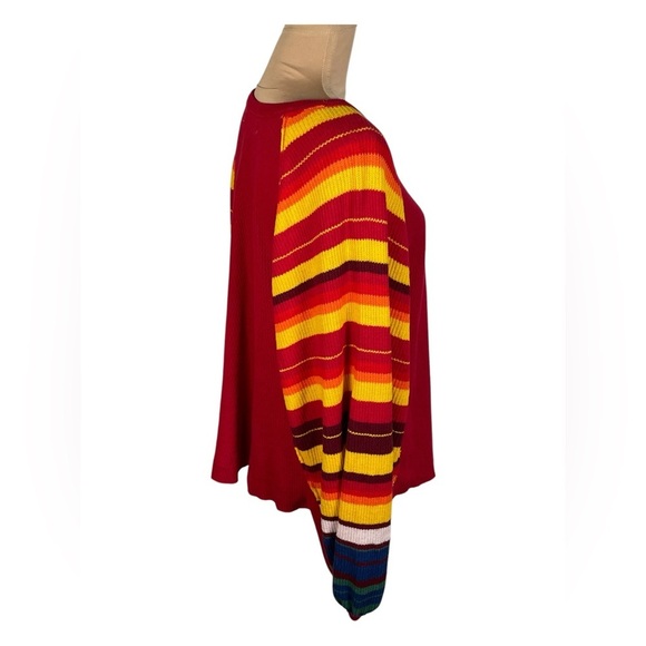 We The Free People ❤️ Rainbow Dreams Striped Sleeve Sweater Thermal Red XS - Picture 7 of 10